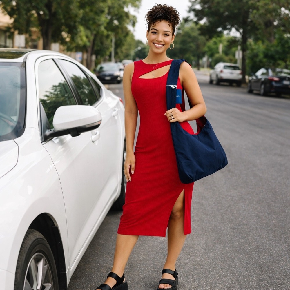 Port Authority Navy Canvas Tote‎ Hobo Bag Minimalist Casual Everyday Travel Chic